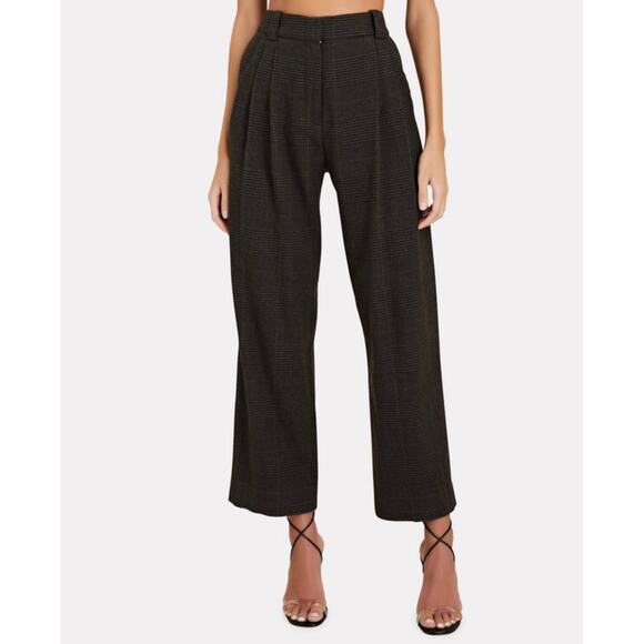A.L.C. Plaid Wool Blend Pleated Wide Leg Trouser Pants Size 8 NWT - Picture 1 of 7